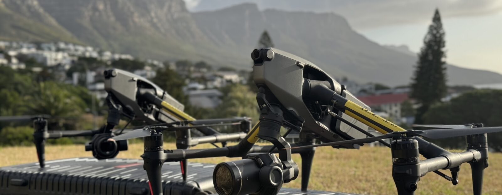 Two drones of Skynamic in Cape Town. Full redundancy on set