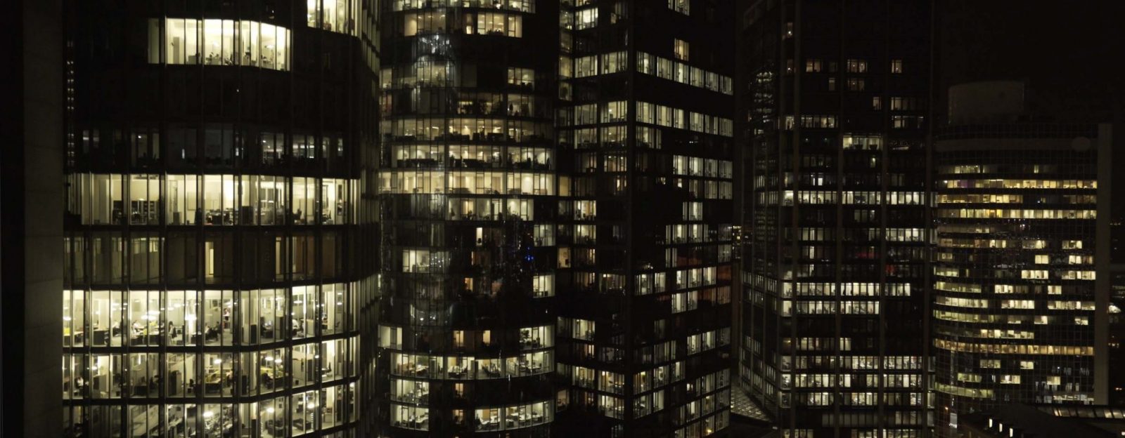 Frankfurt at night skyline drone aerial