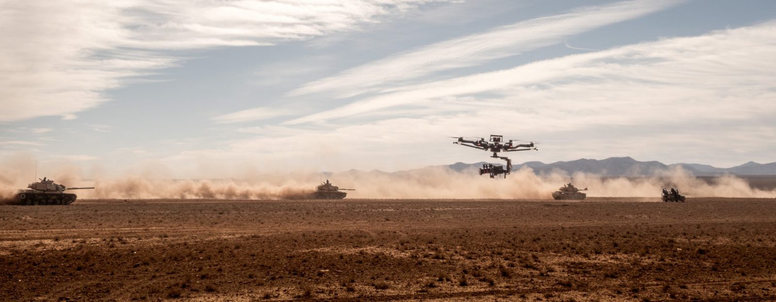 Skynamic Drone Company Tank Battle Scene on Set